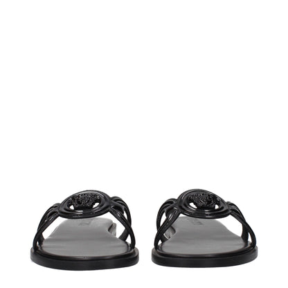 Versace – Schwarze Leder-Slipper-Sandalen