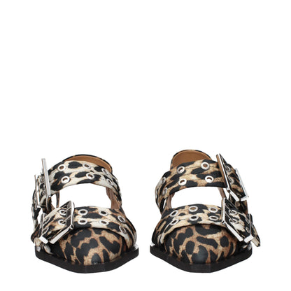 Flache Sandalen aus braunem Stoff von Ganni