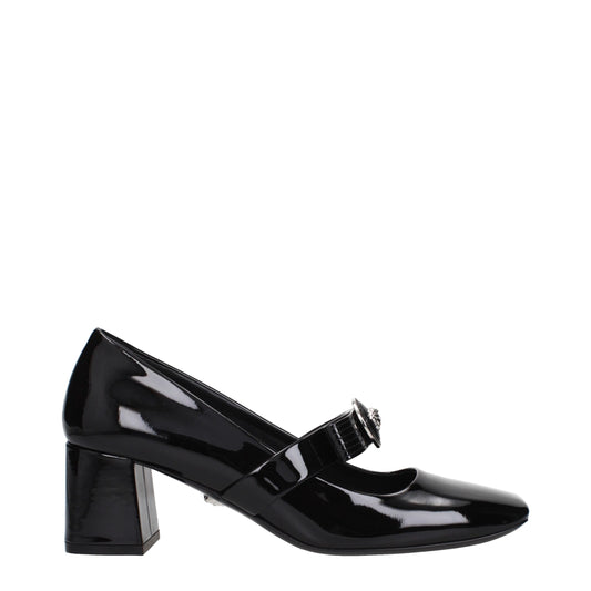 Versace – Schwarze Pumps aus Leder mit mittlerem Absatz