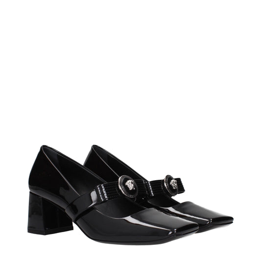 Versace – Schwarze Pumps aus Leder mit mittlerem Absatz