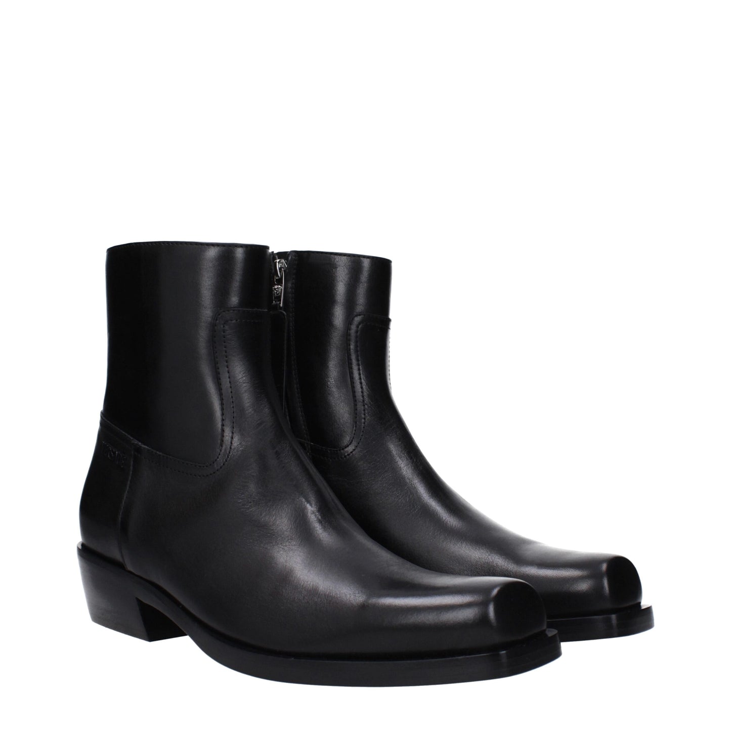 Versace – Schwarze Lederstiefeletten
