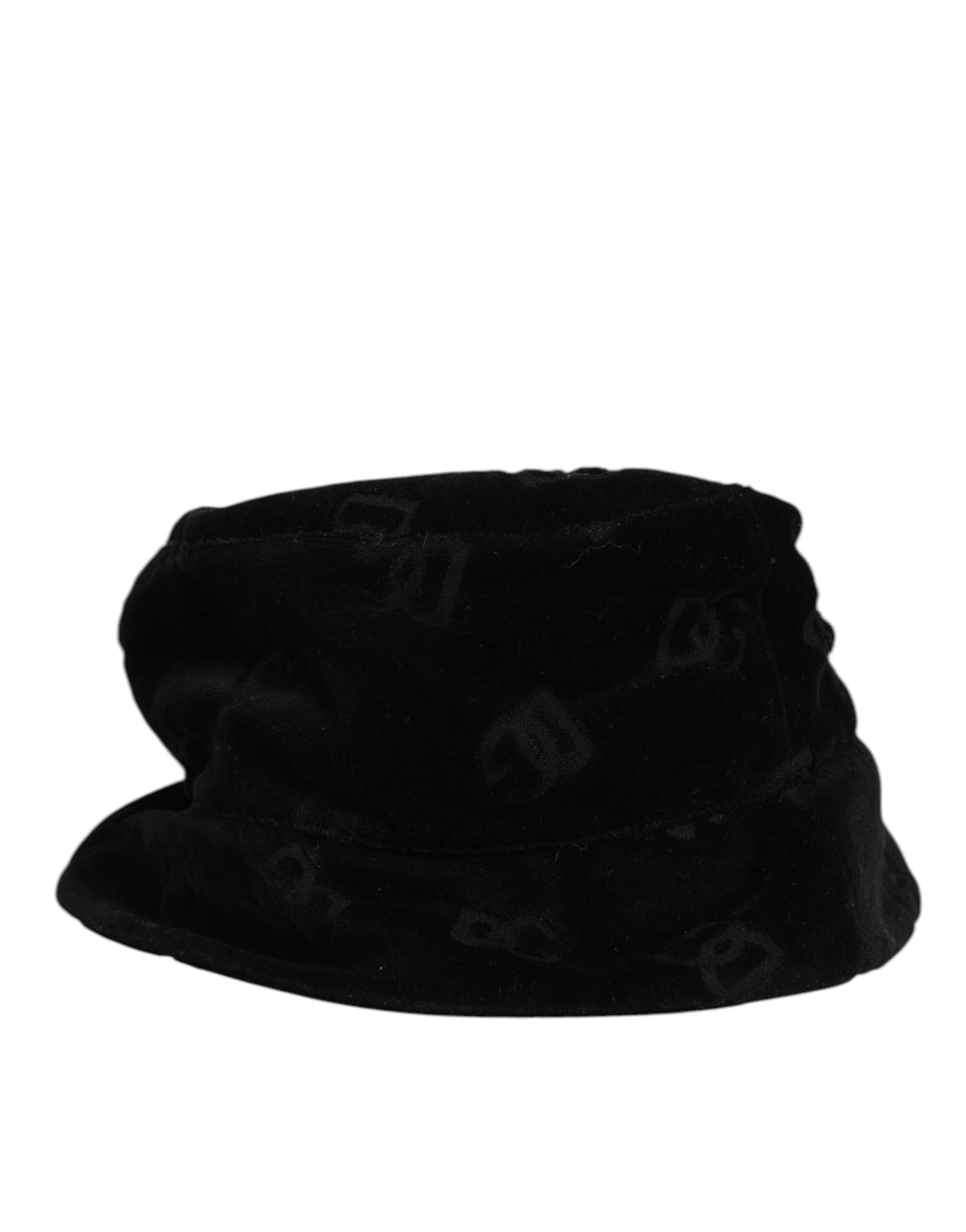 Dolce &amp; Gabbana – Capello-Hut aus schwarzem Baumwoll-Wildleder mit Logo