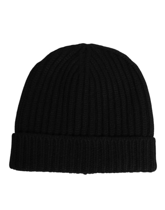 Dolce &amp; Gabbana Schwarze Kaschmir-Strickmütze Capello Herren Einheitsgröße