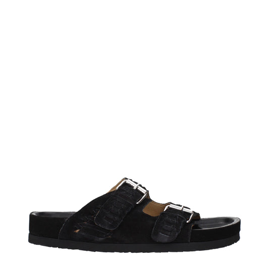 Isabel Marant Schwarze Leder-Slipper-Sandalen