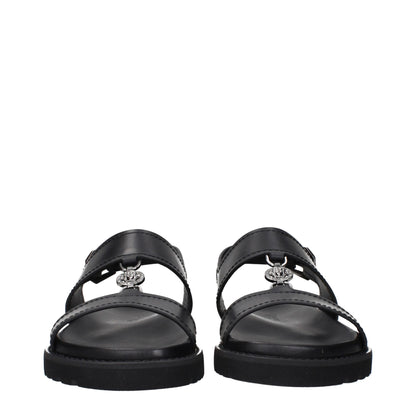 Versace – Flache Sandalen aus schwarzem Leder