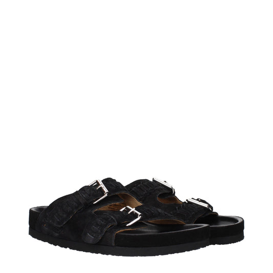 Isabel Marant Schwarze Leder-Slipper-Sandalen