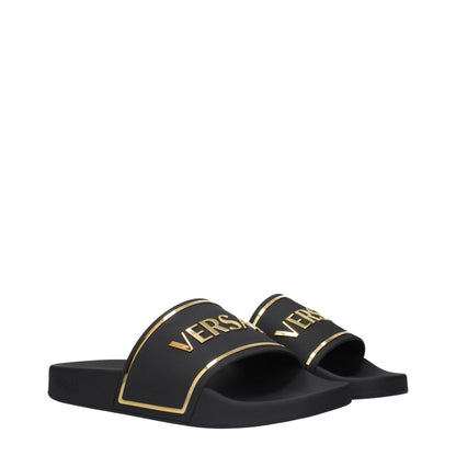 Versace – Schwarze Hausschuhe aus Baumwolle