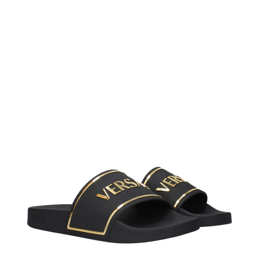 Versace – Schwarze Hausschuhe aus Baumwolle