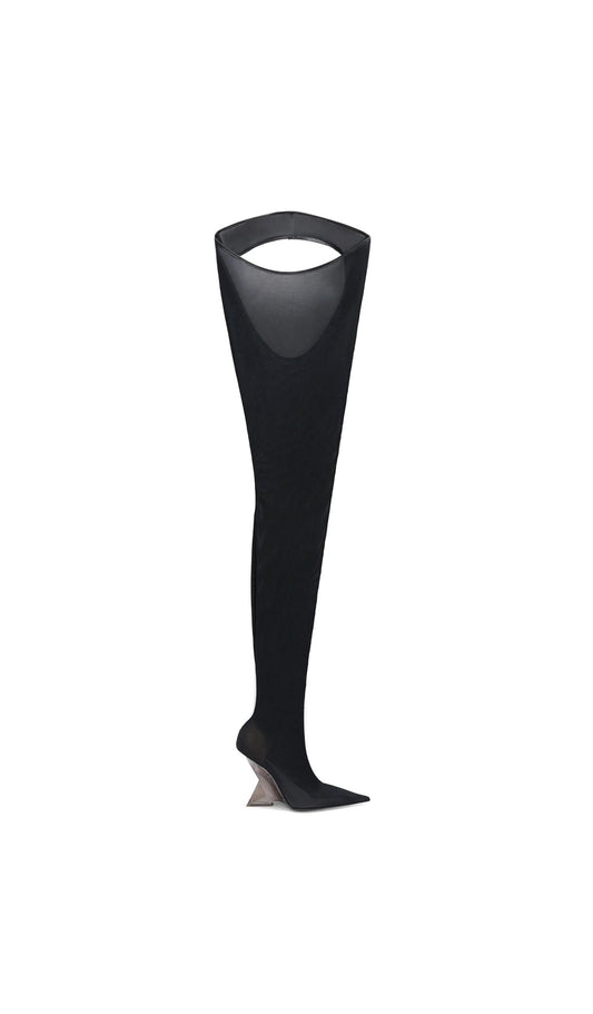 The Attico Overknee-Slip aus schwarzem Stoff