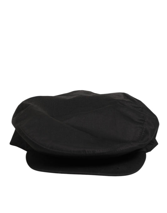 Dolce &amp; Gabbana – Schwarze Newsboy-Mütze aus Baumwollstretch