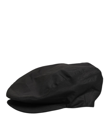 Dolce &amp; Gabbana – Schwarze Newsboy-Mütze aus Baumwollstretch