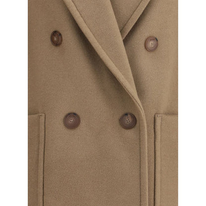 Max Mara Wollmantel aus beigefarbenem Fleece