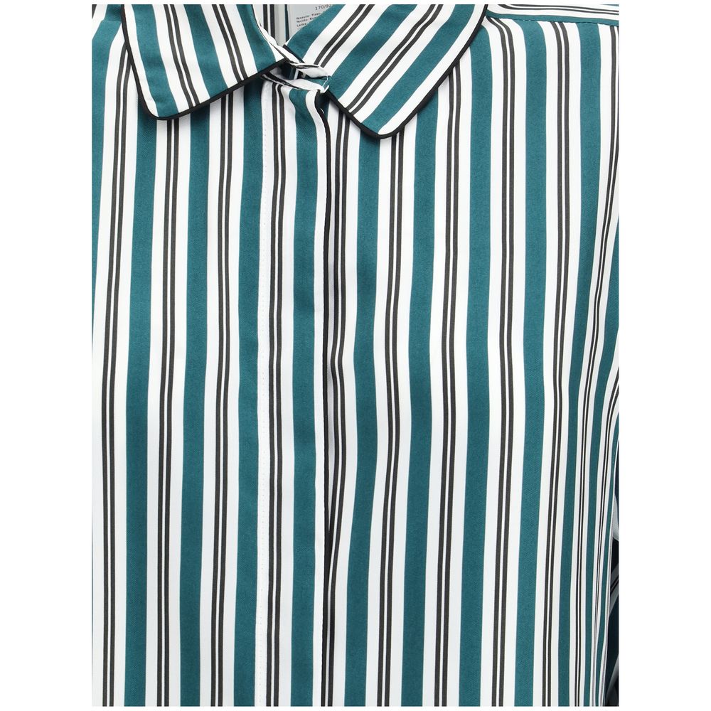 Max Mara Grünes Seidenmusterhemd