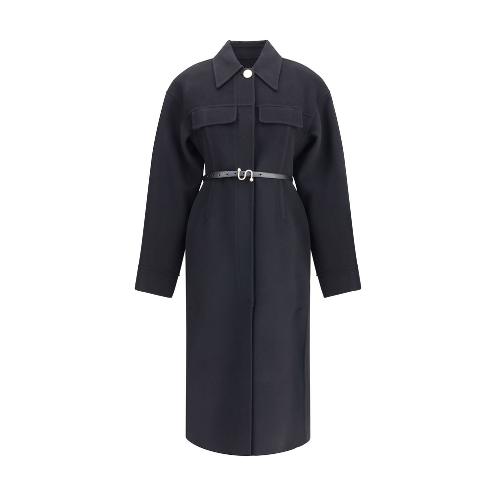 Max Mara Mantel aus schwarzem Fleece-Wollstoff