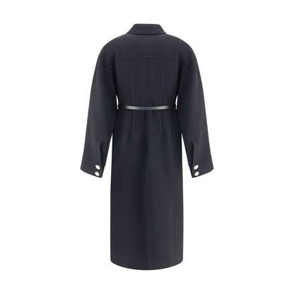 Max Mara Mantel aus schwarzem Fleece-Wollstoff
