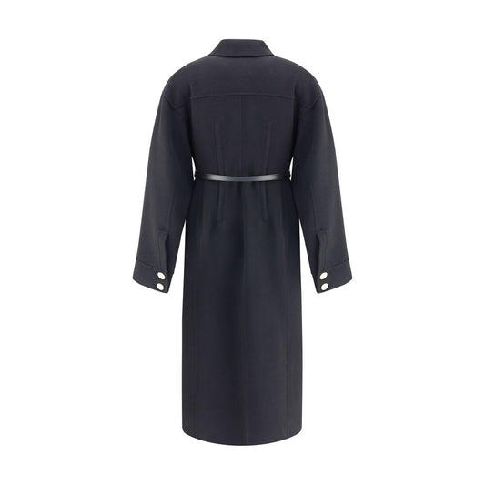 Max Mara Mantel aus schwarzem Fleece-Wollstoff