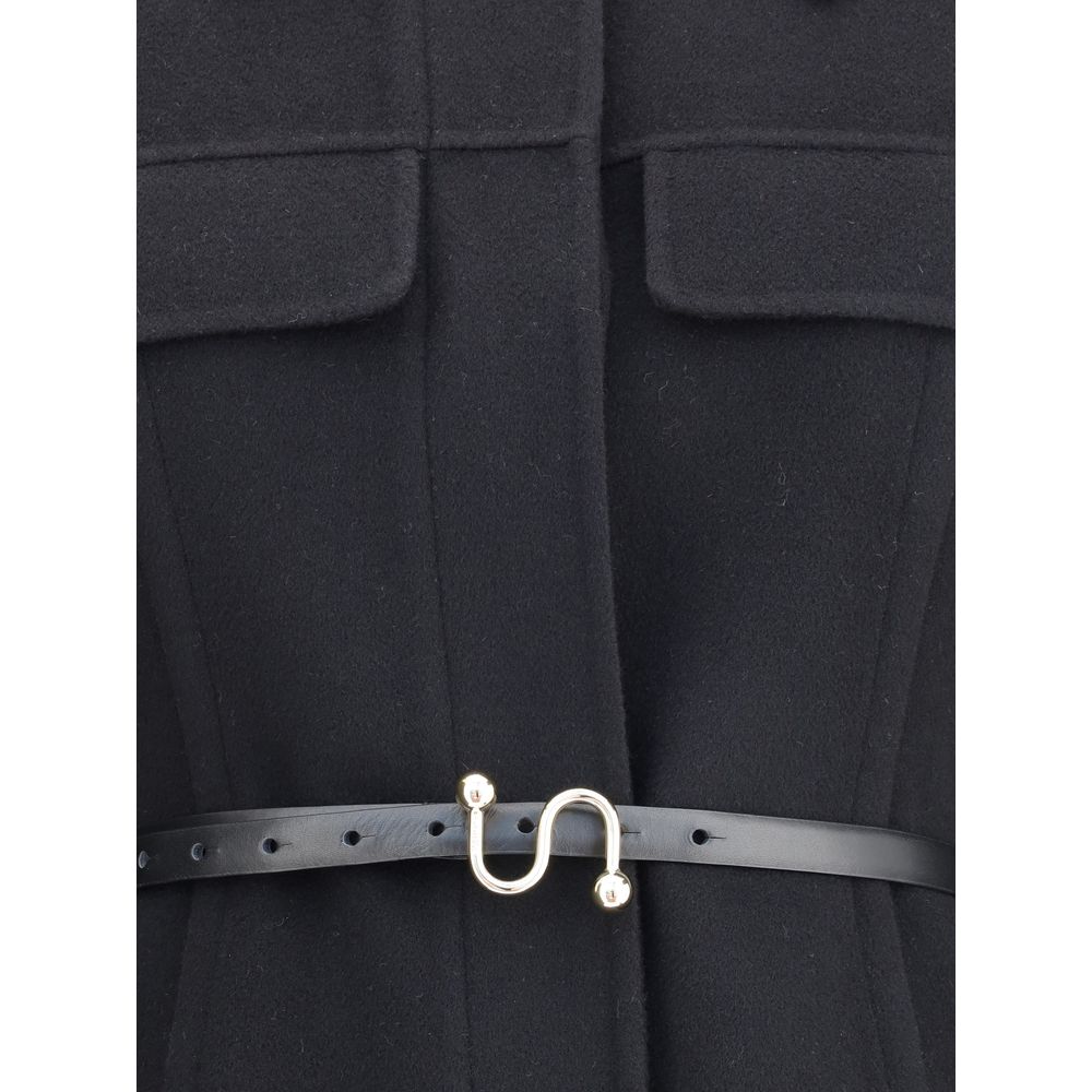 Max Mara Mantel aus schwarzem Fleece-Wollstoff