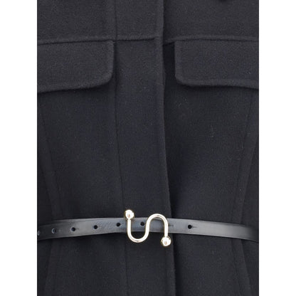Max Mara Mantel aus schwarzem Fleece-Wollstoff