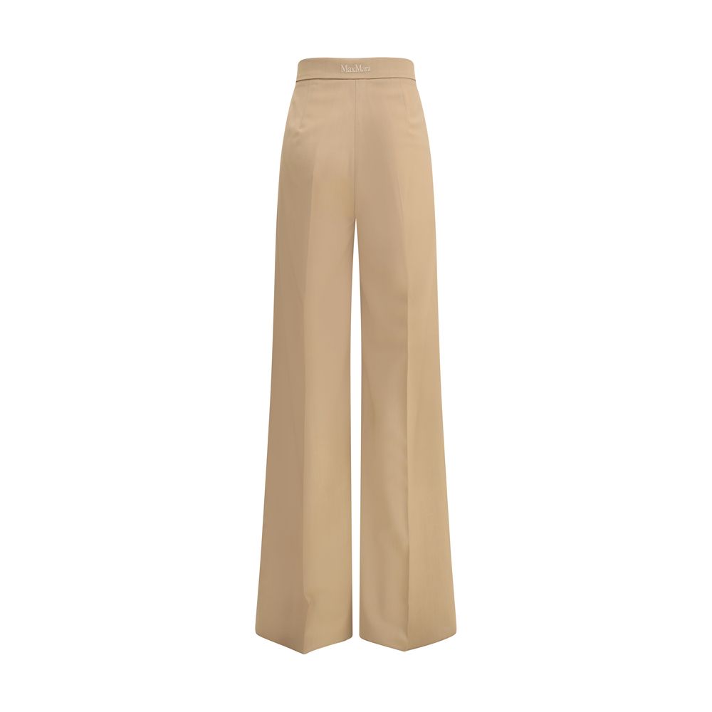 Max Mara Freizeithose aus beigefarbenem Fleece-Wollstoff
