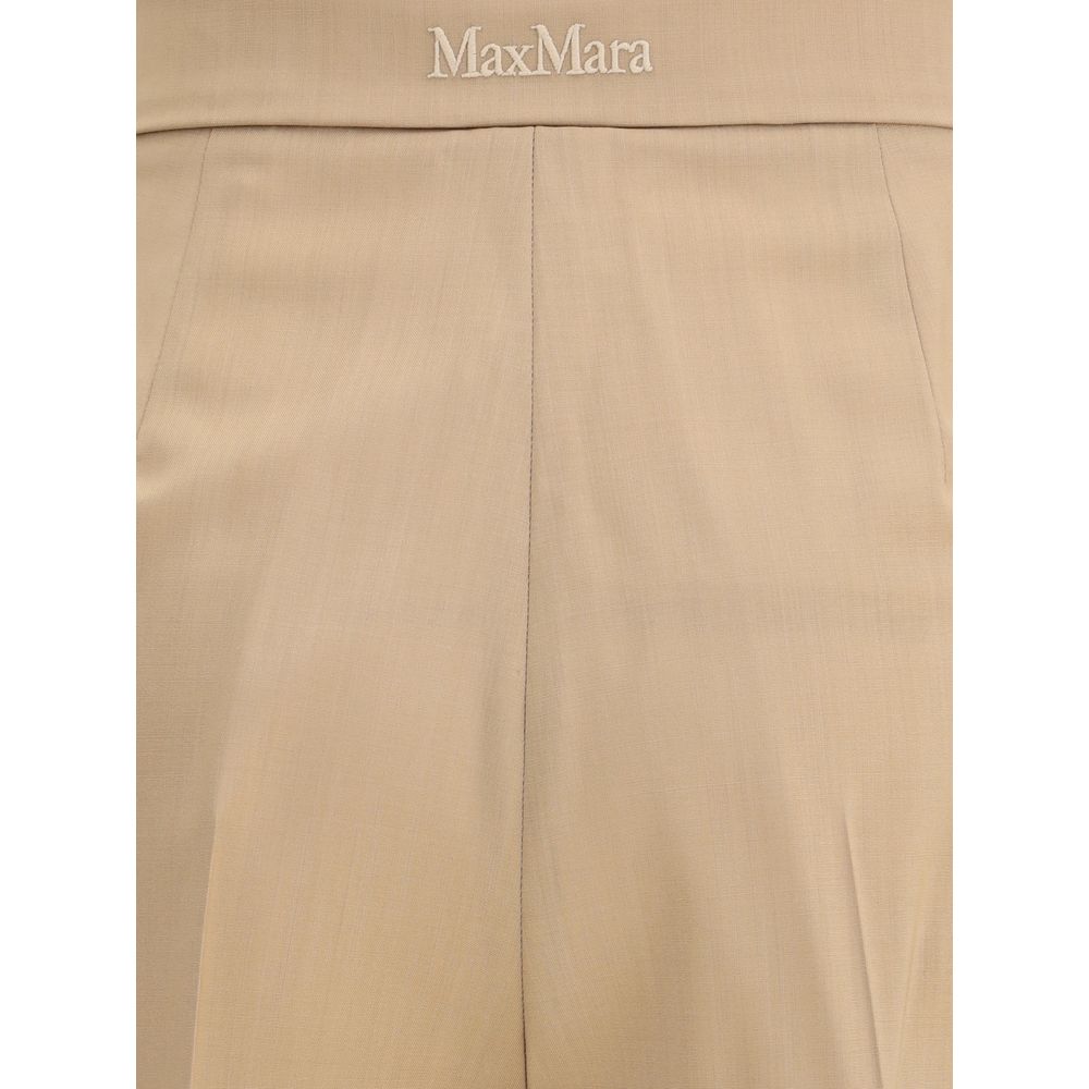 Max Mara Freizeithose aus beigefarbenem Fleece-Wollstoff