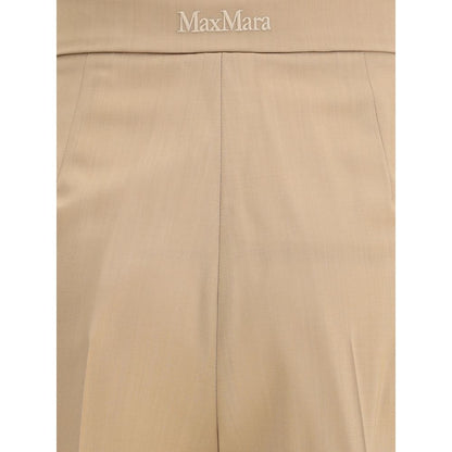 Max Mara Freizeithose aus beigefarbenem Fleece-Wollstoff