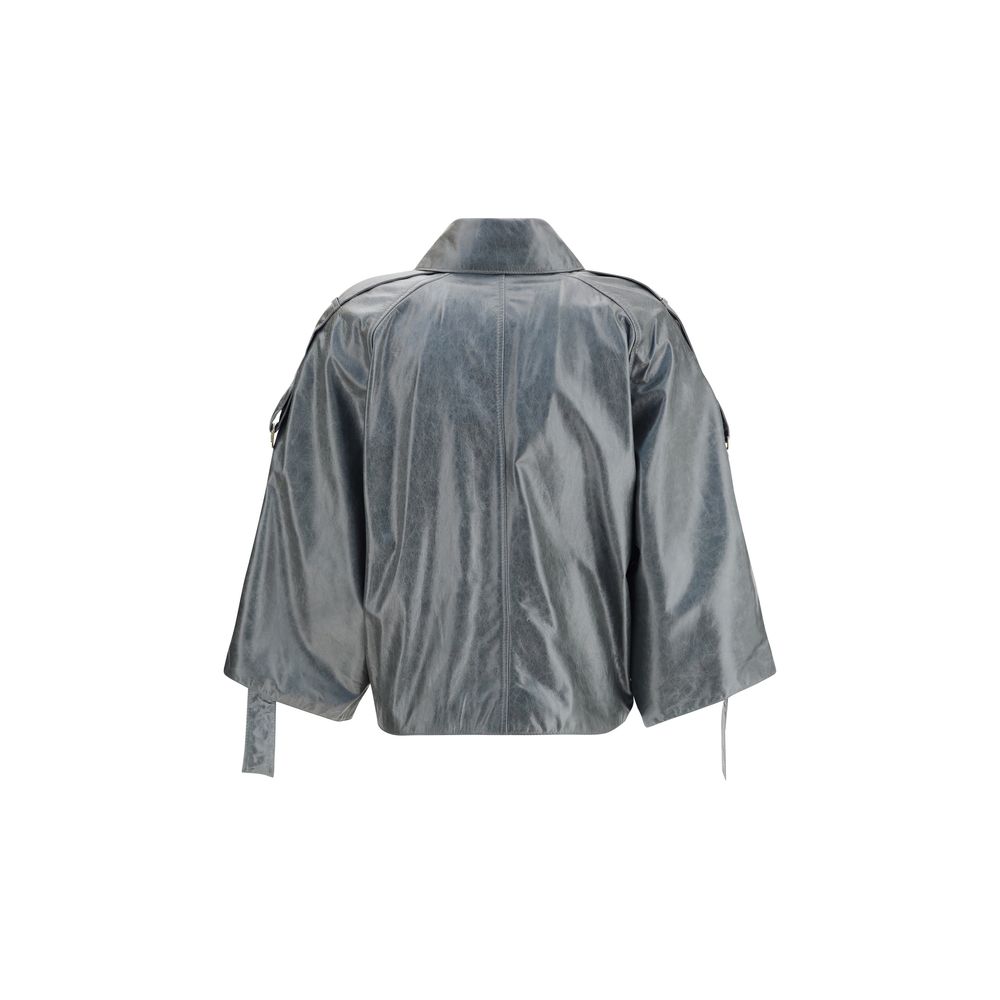 Max Mara Mantel aus grünem Kalbsleder (Bos Taurus)