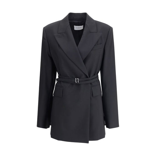 Max Mara Schwarzer Fleece-Mantel aus Wolle in voller Länge