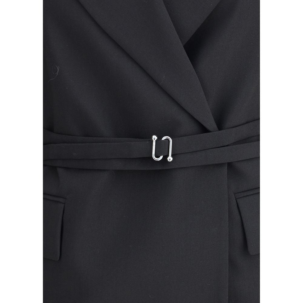 Max Mara Schwarzer Fleece-Mantel aus Wolle in voller Länge
