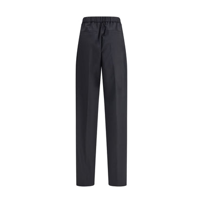 Max Mara Schwarze Fleece-Woll-Freizeithose