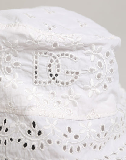 Dolce &amp; Gabbana – Capello-Hut aus weißem Nylon mit Cut-Out-Logo