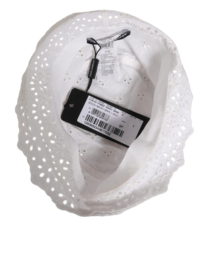 Dolce &amp; Gabbana – Capello-Hut aus weißem Nylon mit Cut-Out-Logo