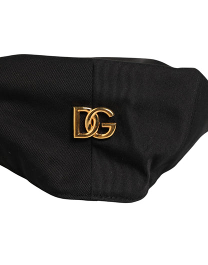 Dolce &amp; Gabbana Capello-Mütze aus schwarzem Baumwollstoff mit DG-Logo