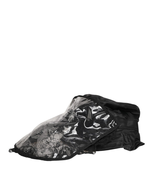 Dolce & Gabbana Black PVC Wide Brim Men Bucket Capello Hat