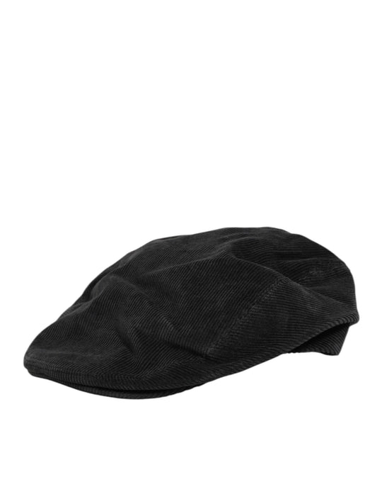 Dolce &amp; Gabbana Capello-Mütze aus schwarzem Baumwollstoff mit DG-Logo