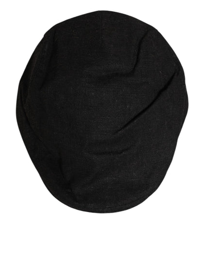 Dolce &amp; Gabbana Capello-Mütze aus schwarzem Baumwollstoff mit DG-Logo