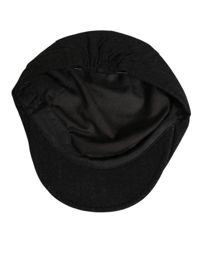 Dolce &amp; Gabbana Capello-Mütze aus schwarzem Baumwollstoff mit DG-Logo