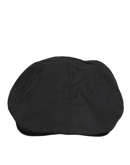 Dolce &amp; Gabbana Capello-Mütze aus schwarzem Baumwollstoff mit DG-Logo