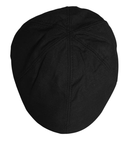 Dolce &amp; Gabbana Capello-Mütze aus schwarzem Baumwollstoff mit DG-Logo