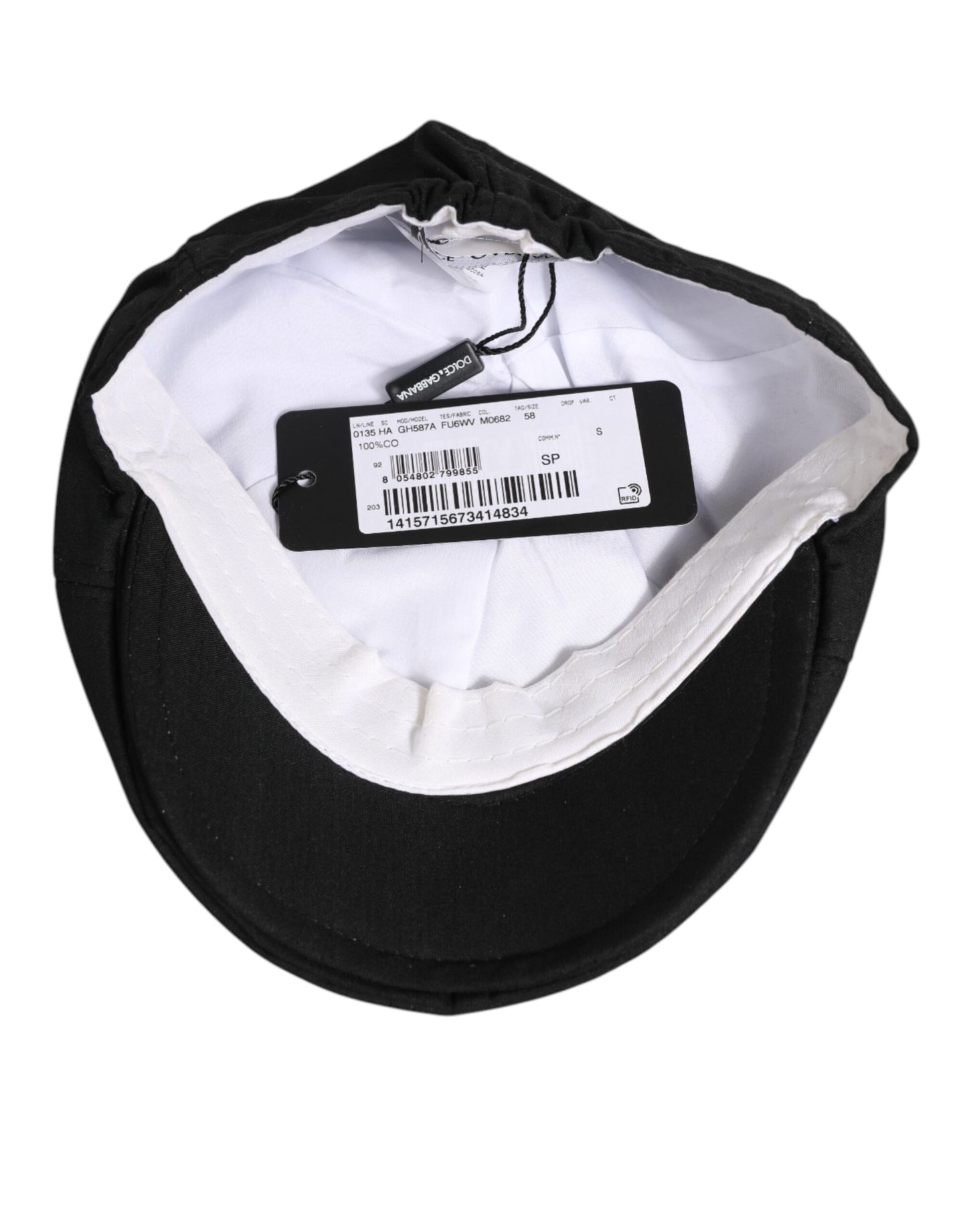 Dolce &amp; Gabbana Capello-Mütze aus schwarzem Baumwollstoff mit DG-Logo