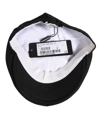 Dolce &amp; Gabbana Capello-Mütze aus schwarzem Baumwollstoff mit DG-Logo