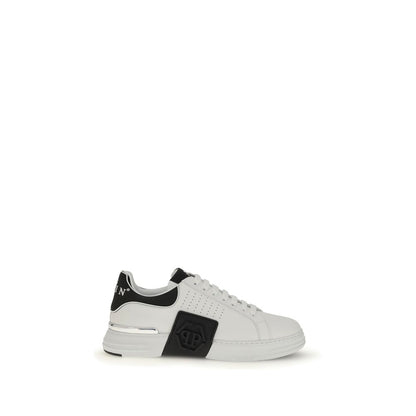 Philipp Plein Weiße Kalbsleder Bos Taurus Sport-Sneaker