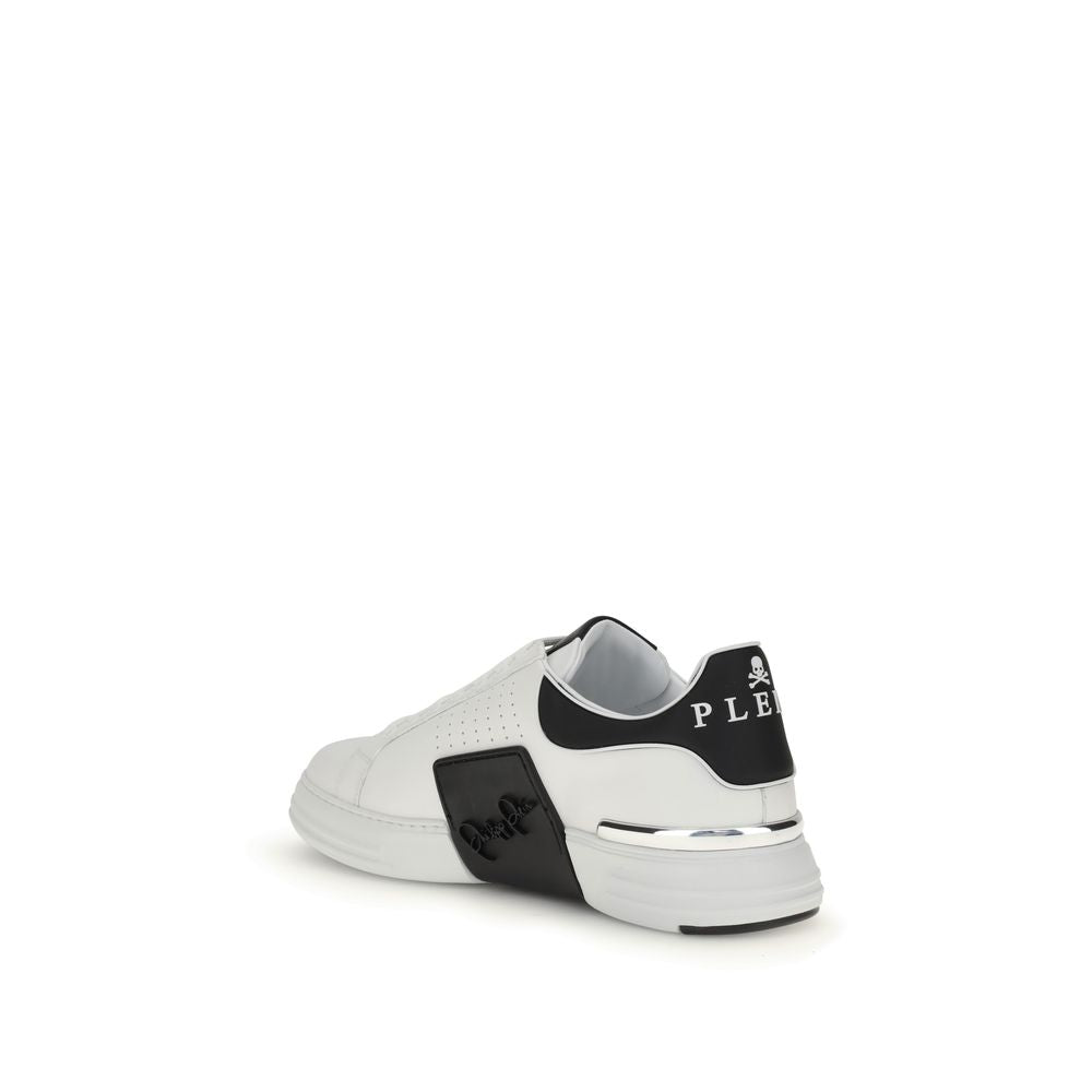 Philipp Plein Weiße Kalbsleder Bos Taurus Sport-Sneaker
