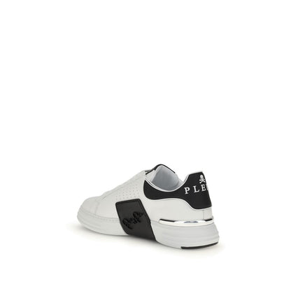 Philipp Plein Weiße Kalbsleder Bos Taurus Sport-Sneaker