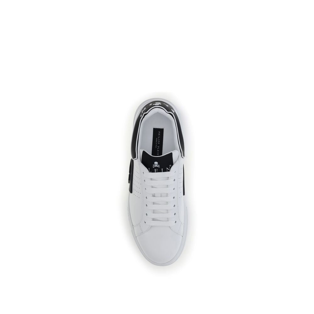 Philipp Plein Weiße Kalbsleder Bos Taurus Sport-Sneaker
