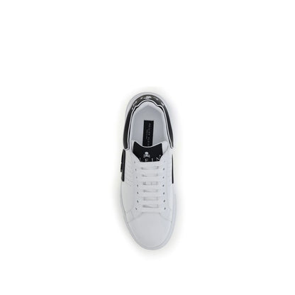Philipp Plein Weiße Kalbsleder Bos Taurus Sport-Sneaker