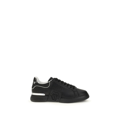 Philipp Plein Schwarze Kalbsleder Bos Taurus Sneaker