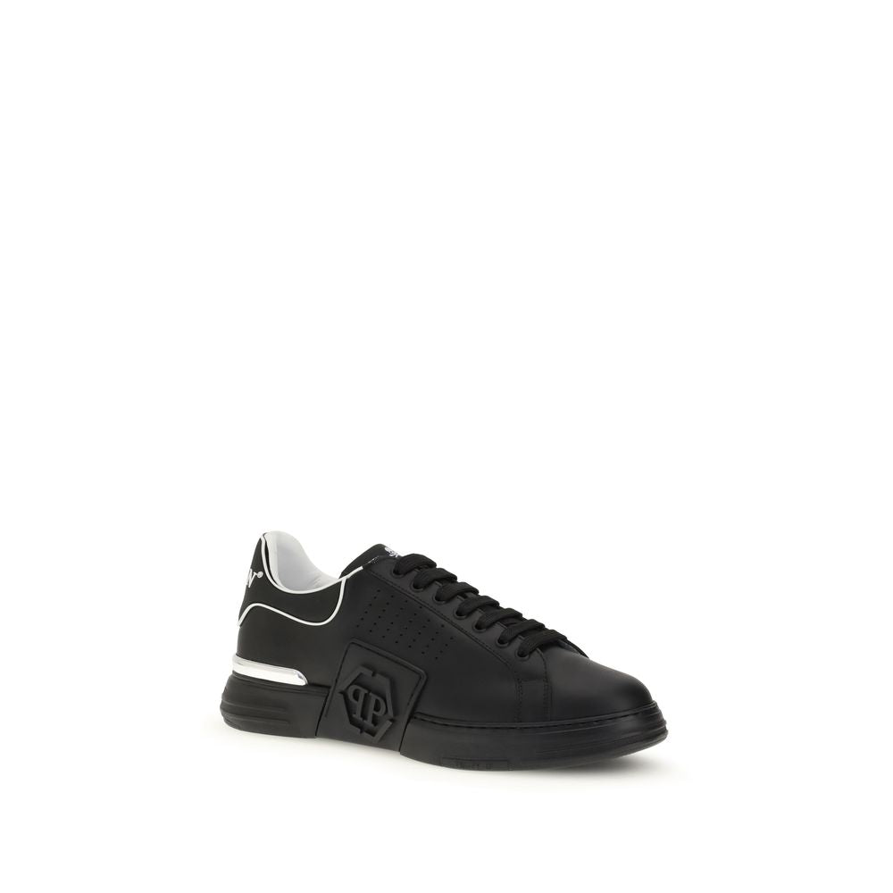 Philipp Plein Schwarze Kalbsleder Bos Taurus Sneaker