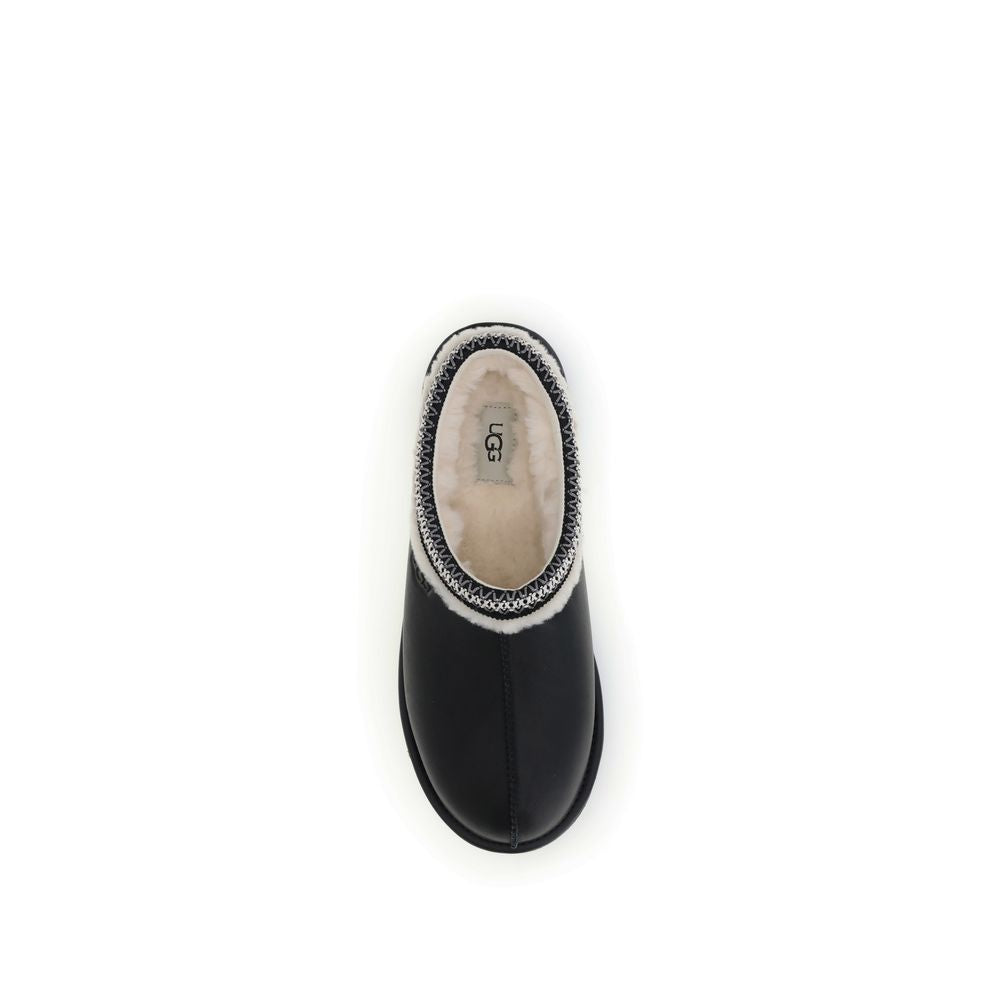 UGG Schwarze Leder-Pantoletten