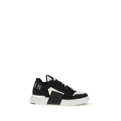 Philipp Plein Schwarze Kalbsleder Bos Taurus Low-Top Sneaker