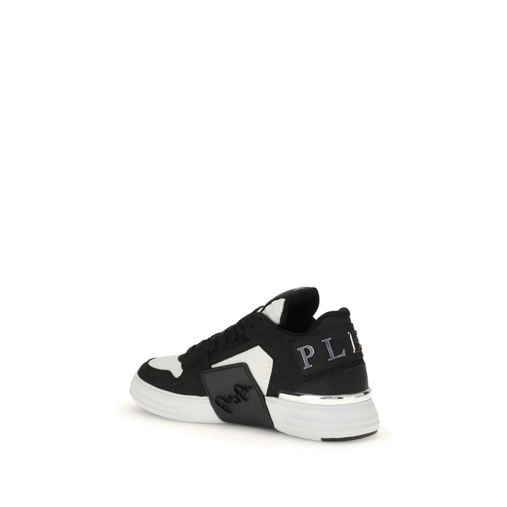 Philipp Plein Schwarze Kalbsleder Bos Taurus Low-Top Sneaker